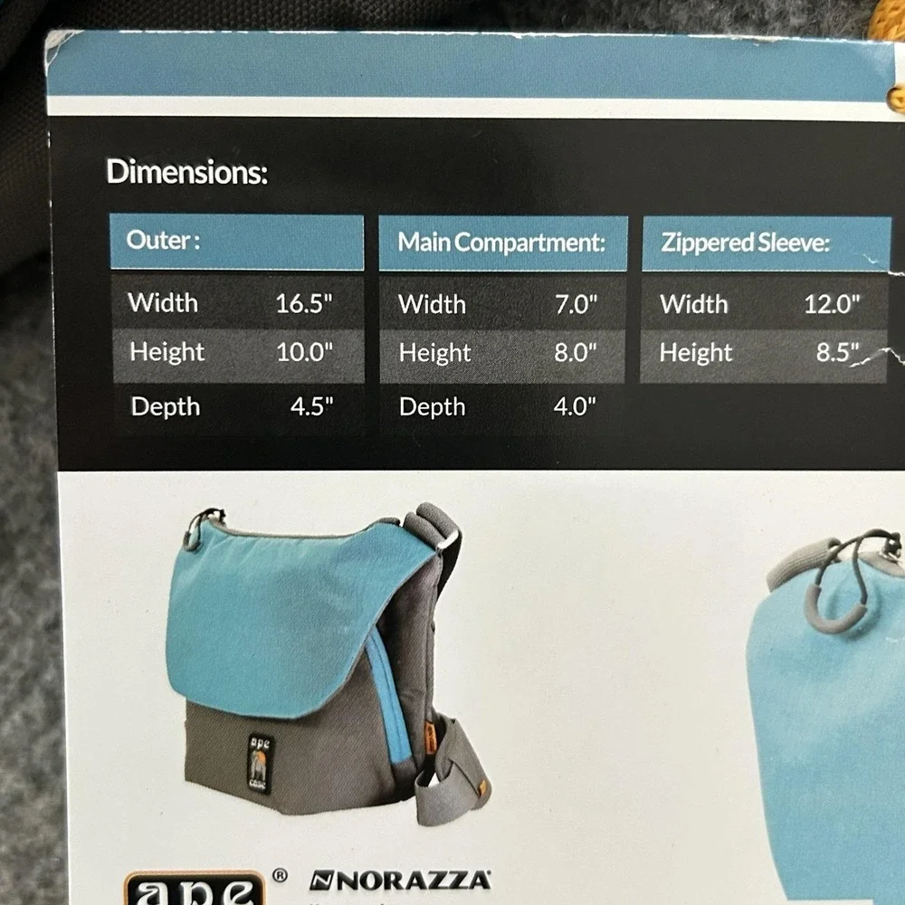Ape Case AC580T Large Tech Messenger Bag Gray Teal DSLR Camera Padded Strap